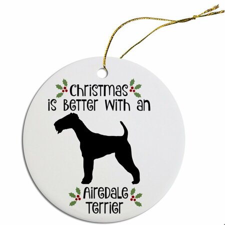 MIRAGE PET PRODUCTS Round Breed Specific Christmas Ornament Airedale Terrier ORN-R-B03
